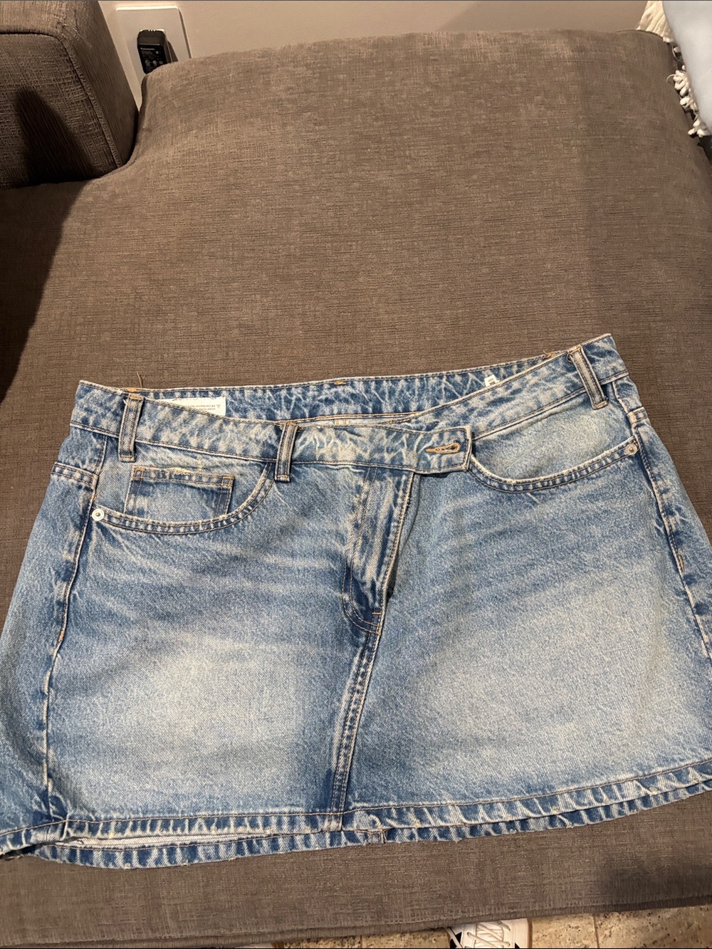 Zara Blue Washed Denim Mini Skirt